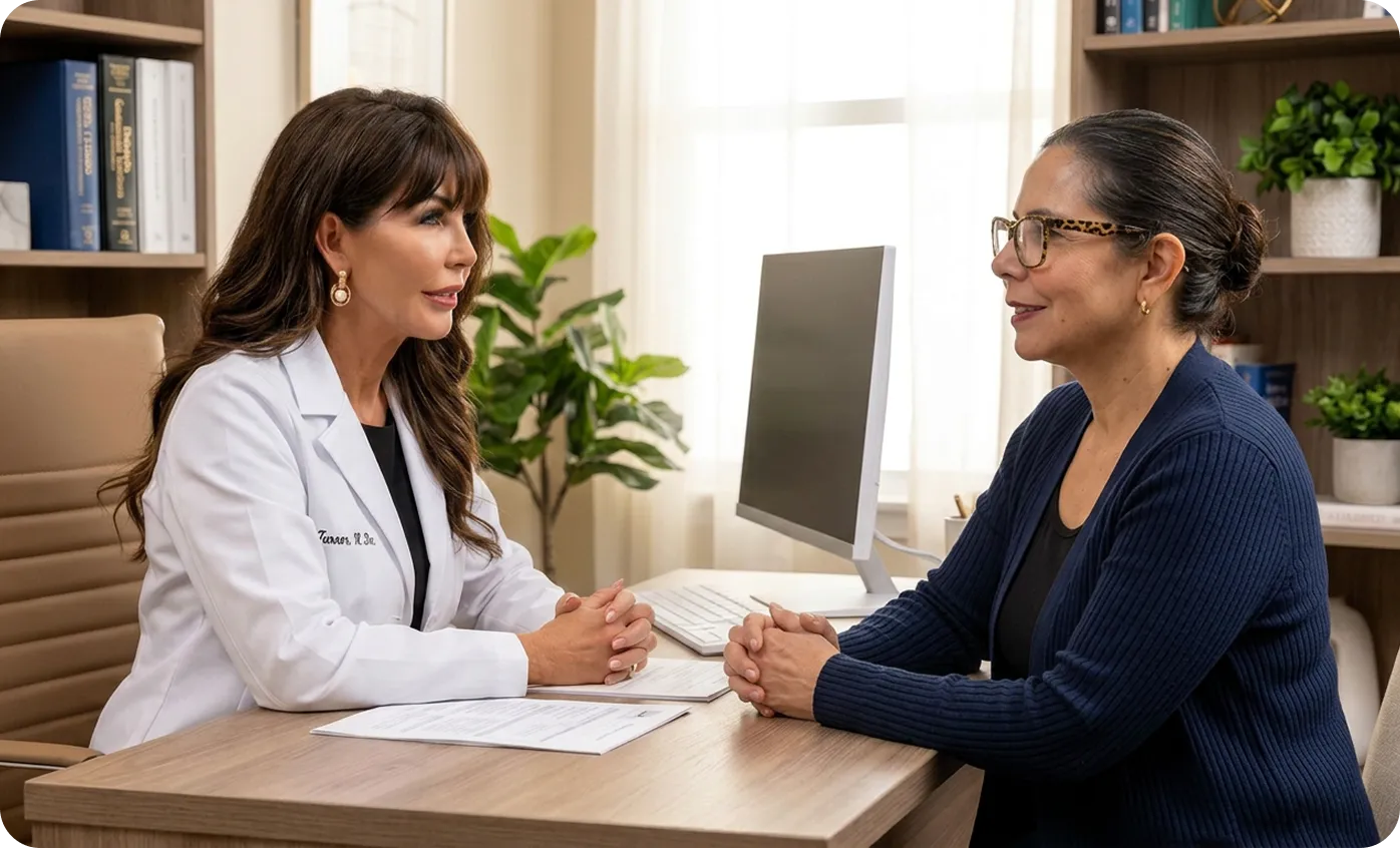 Dr. Ellen Turner speaking with Diane