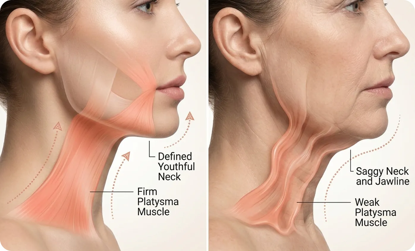 Comparison of firm and weak platysma muscle
