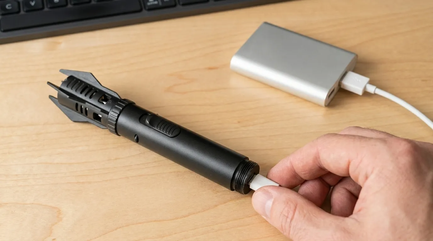 IgniteX charging via USB-C cable from power bank