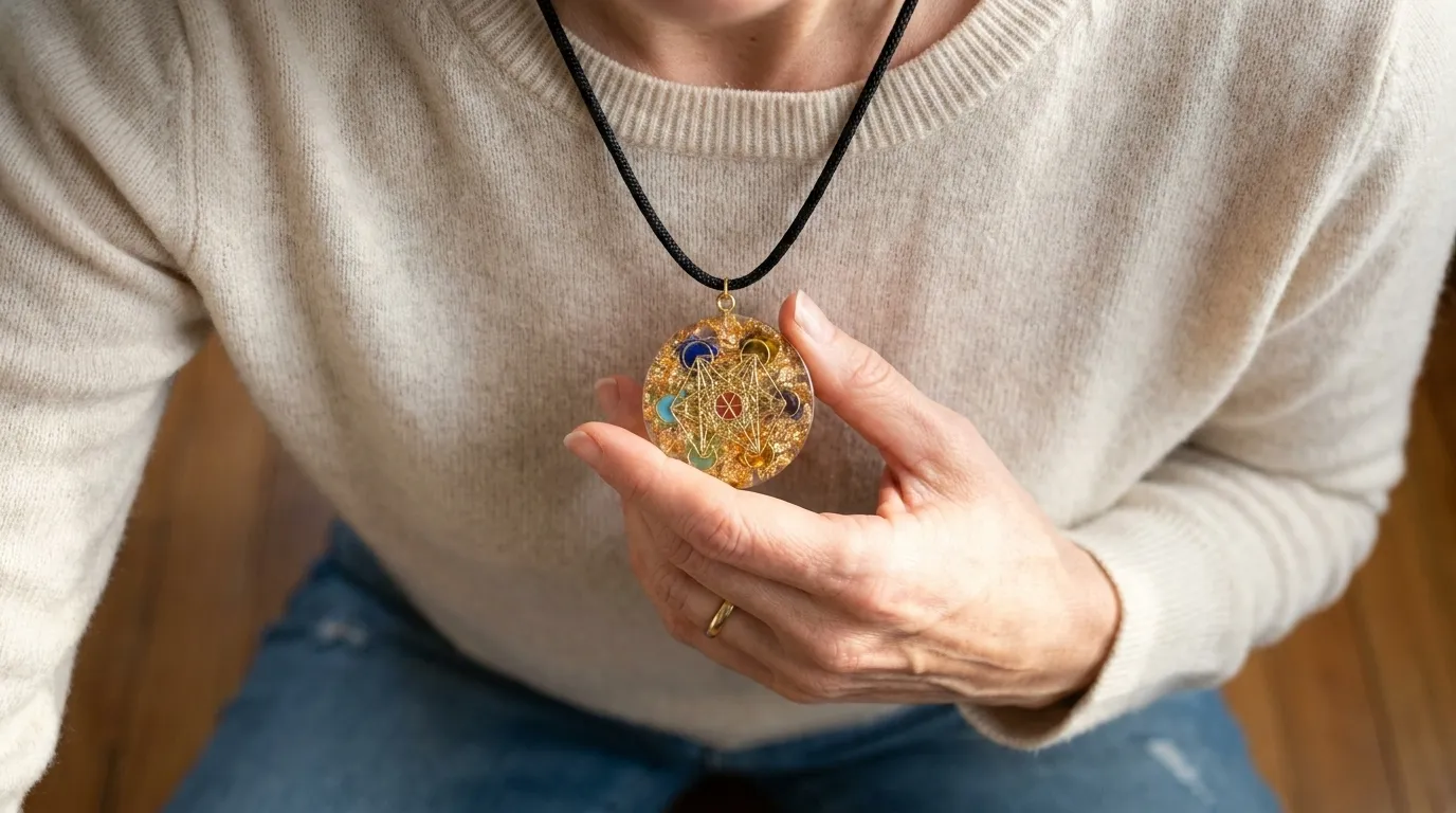 Aether pendant worn at the heart center