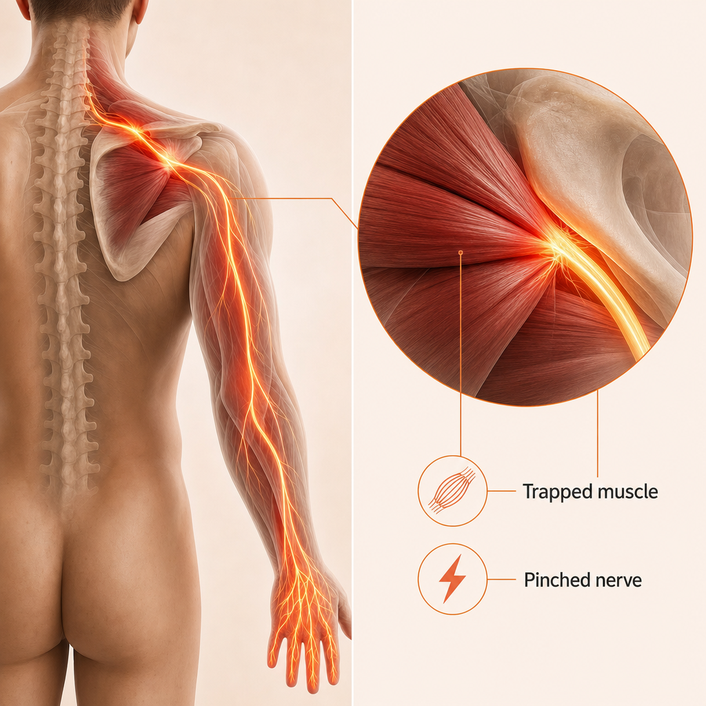 How low magnesium keeps the muscle gripped and strangles the nerve that runs down your arm