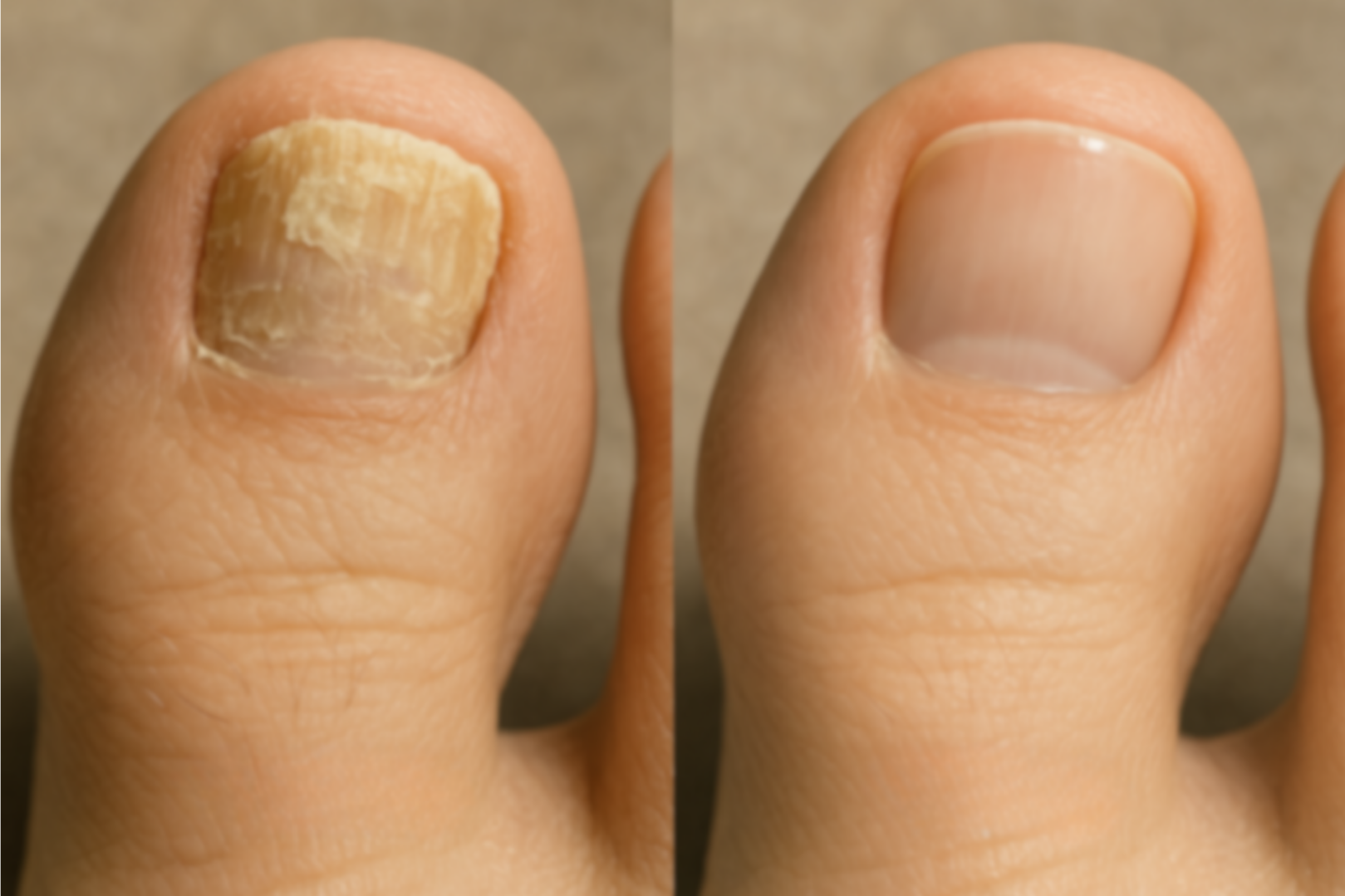 Before/after photos of big toenail