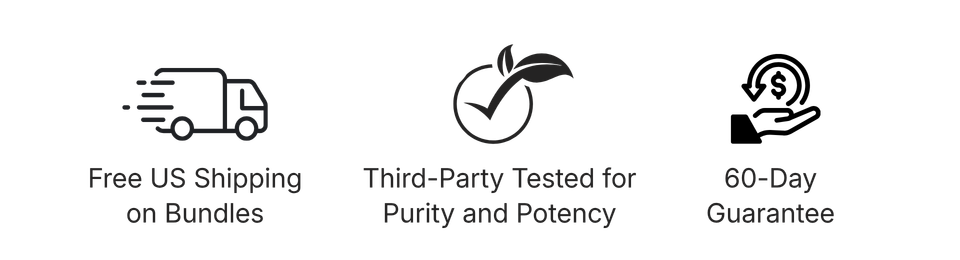 Free US shipping on bundles, third-party tested for purity and potency, 60-day guarantee
