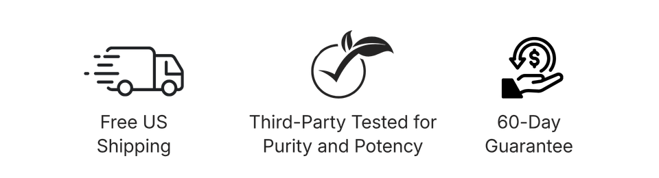 Free US shipping on bundles, third-party tested for purity and potency, 60-day guarantee