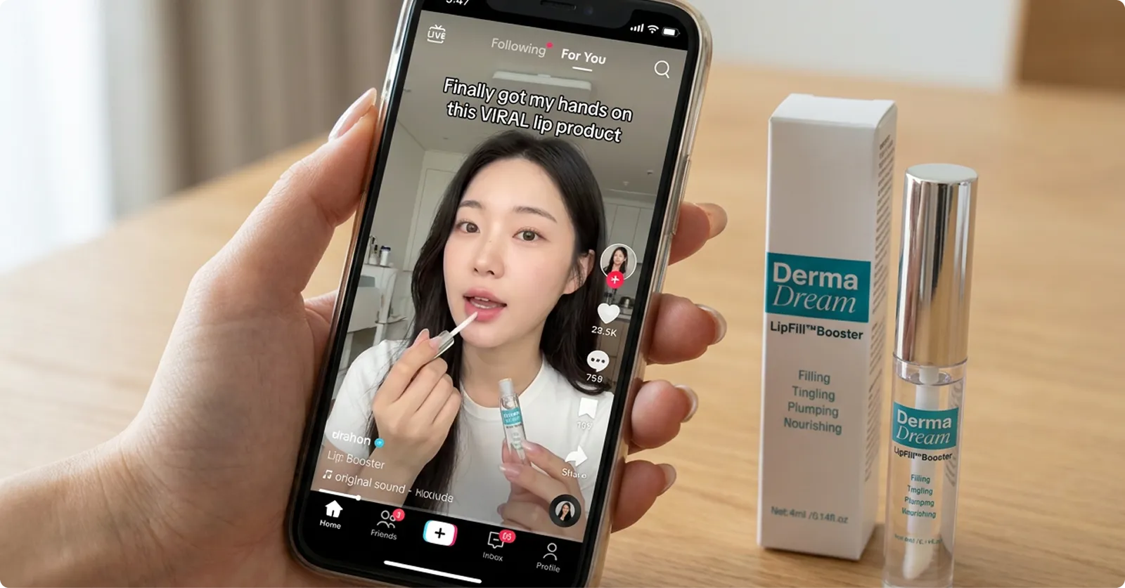 LipFill™ Booster shown with Korean beauty content
