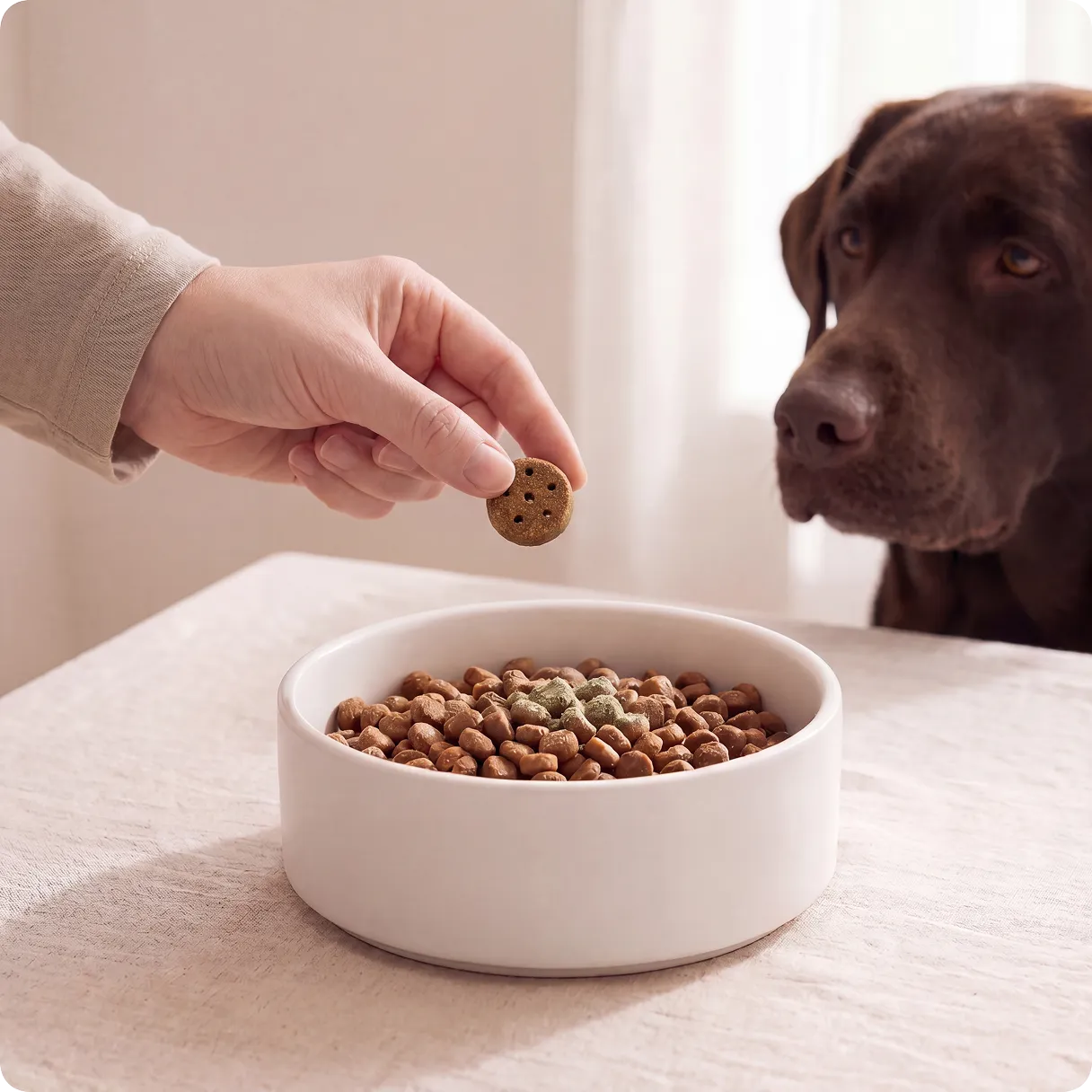 Dog with mushroom chews