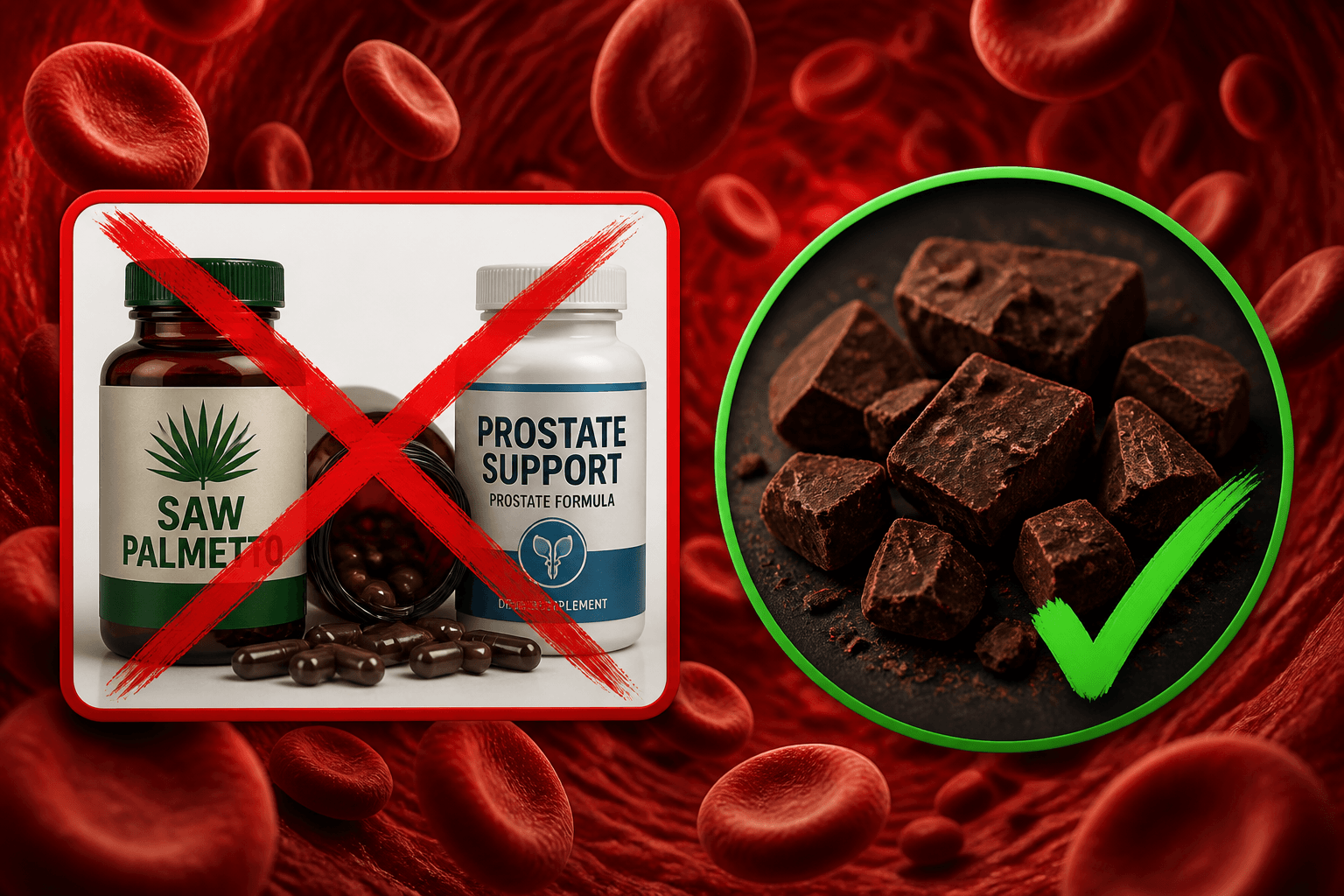 Image with supplements crossed out and chocolate pieces checked.