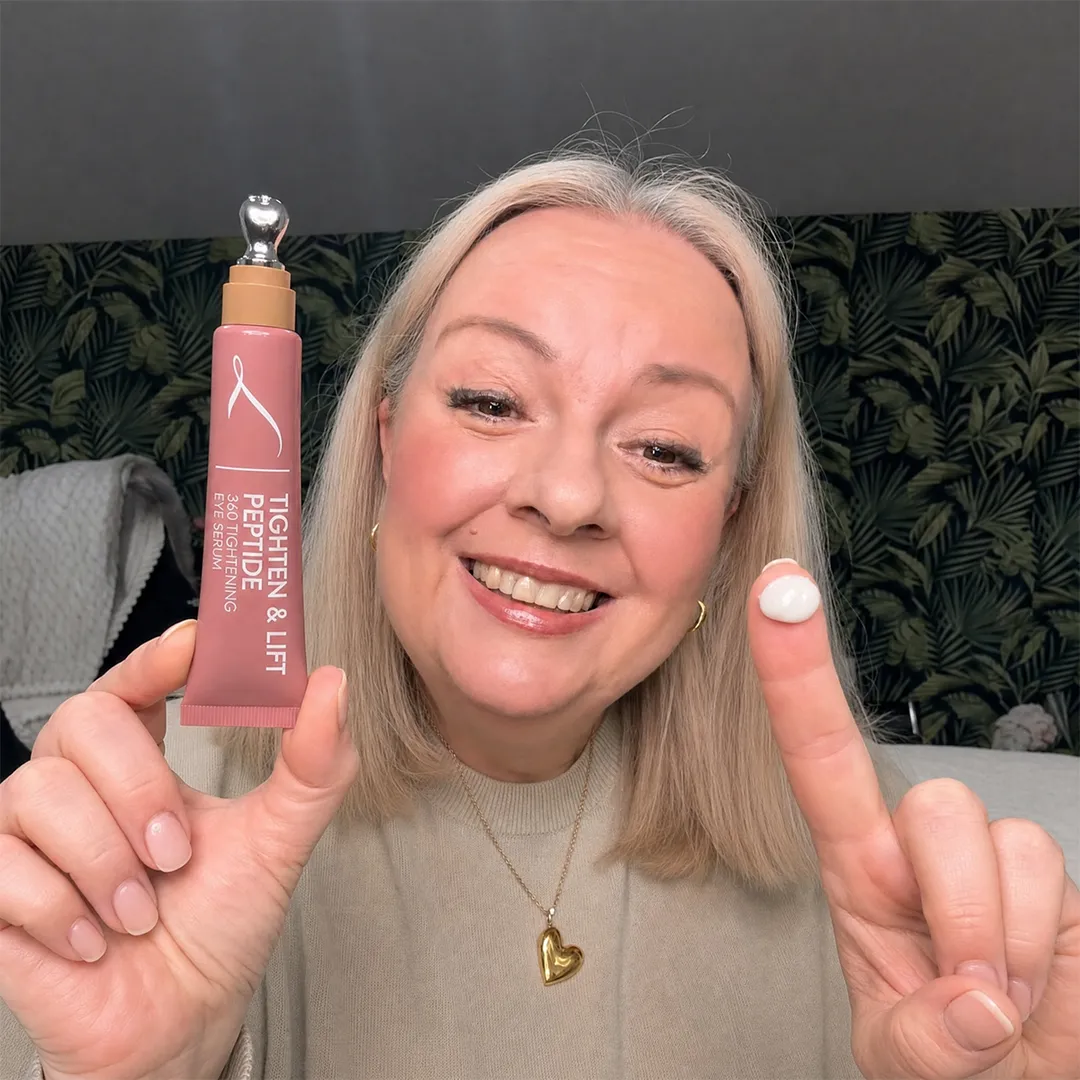Apply one pump of Age-Rewinding Peptide Eye Serum