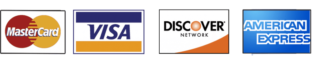 Accepted payment methods: Mastercard, Visa, Discover, American Express